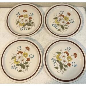 Four Seasons Collection, Early Summer, Stoneware Dinner Plate Vtg Set of 4 JPN